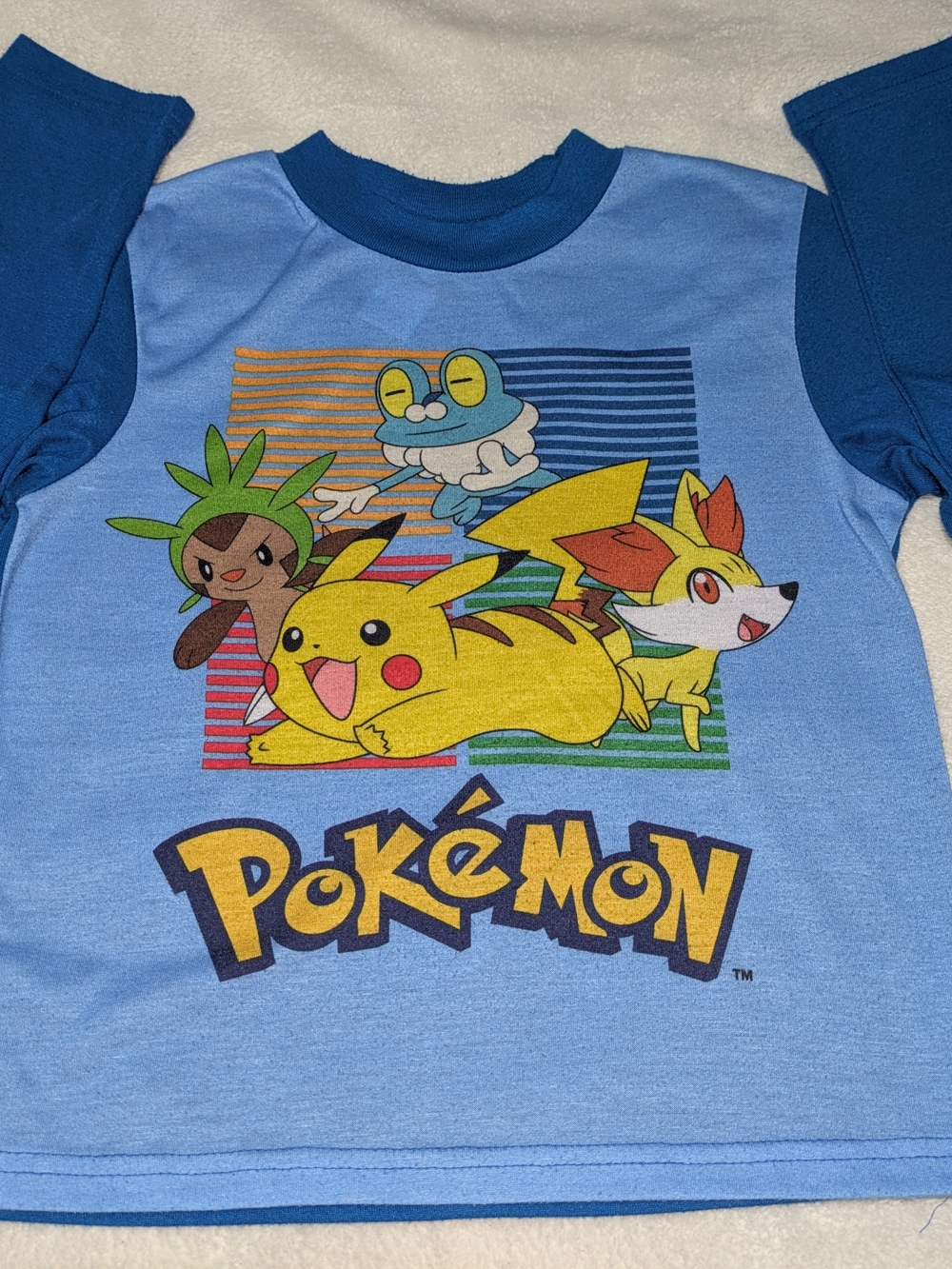 Pokémon Boys Long Sleeve Pajama Top - Pikachu & Friends - Size S (6/7)